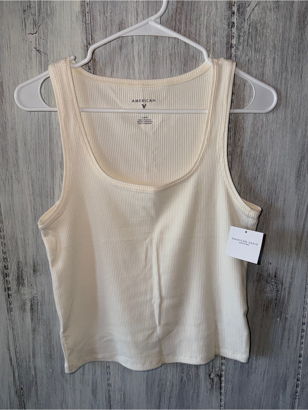 American Eagle Outfitters Ribbed Scoop Neck Tank in Cream